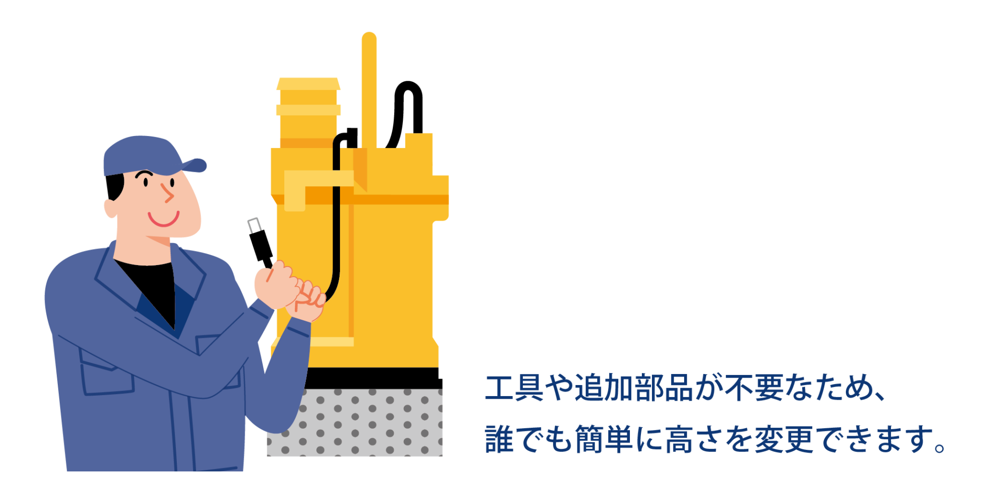 工具無しで水位調節
