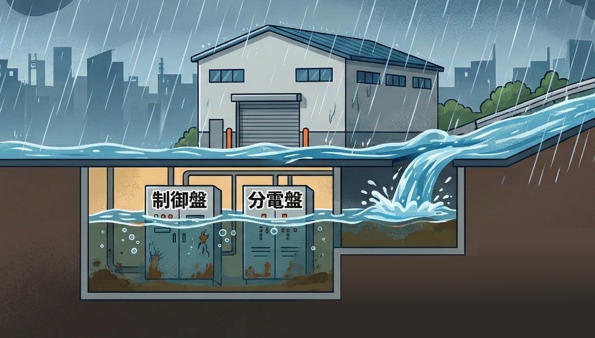 地下機械室浸水の様子